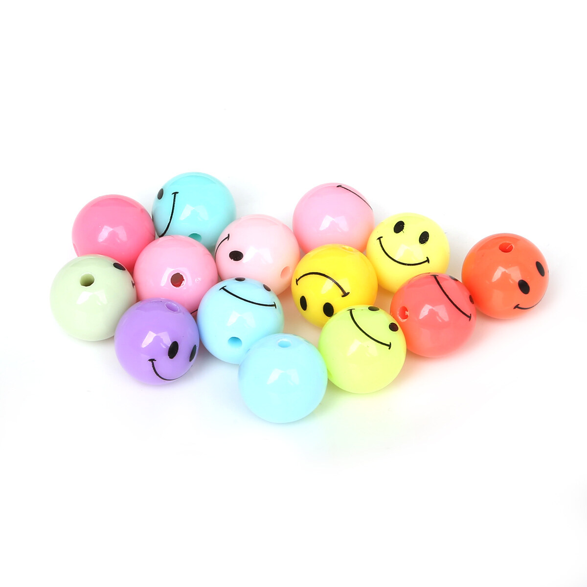 20-50PCS 12/14/16/18mm smiley pattern round Beads Acrylic Spacer Beads For DIY Handmade Jewelry Craft Accessories