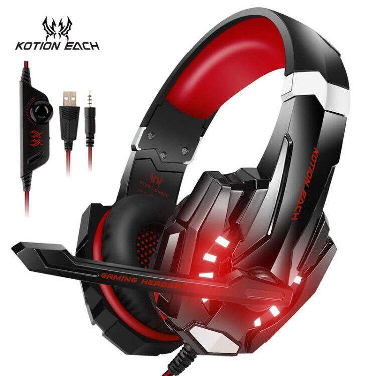 Kotion Each Pro G9000 3.5 Mm Headset Permainan Usb Stereo Gamer Telepon Kepala Asli dengan MIC Lampu LED untuk Tablet Laptop PC PS4 Smartphone