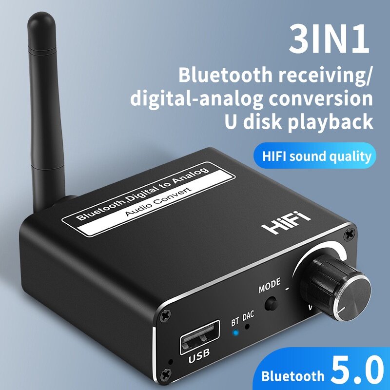Ready Stock 3In 1 Bluetooth Receiver 5.0 Audio Converter USB Playback AUX