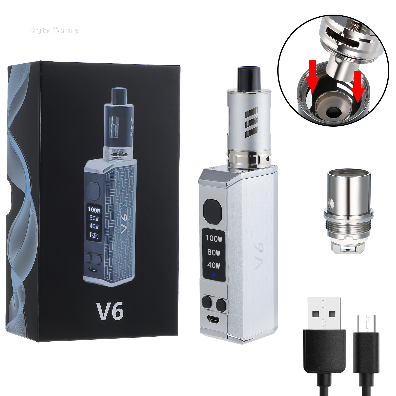 vape v6 100W V6 Kit With Box Mods 2000Mah With 0.3Ohm Coil 2Ml