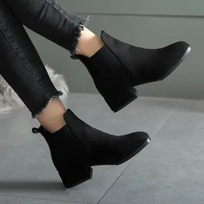 Women Short Boots Autumn Winter Knight Boot Fashion High Heel Ankle Shoes Pointed Toe Warm