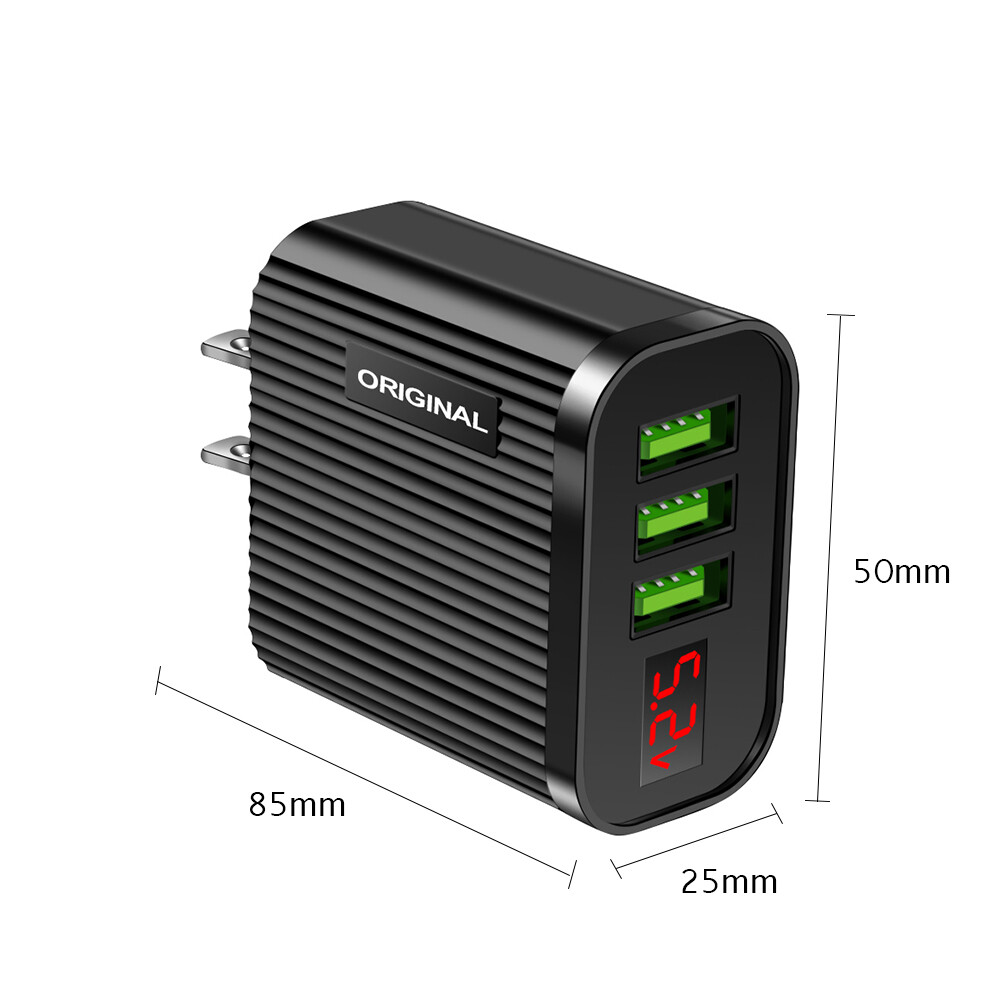 5V 3A Digital Display USB Charger for iPhone iPad Phone Tablet 3 USB Wall Charger Converter