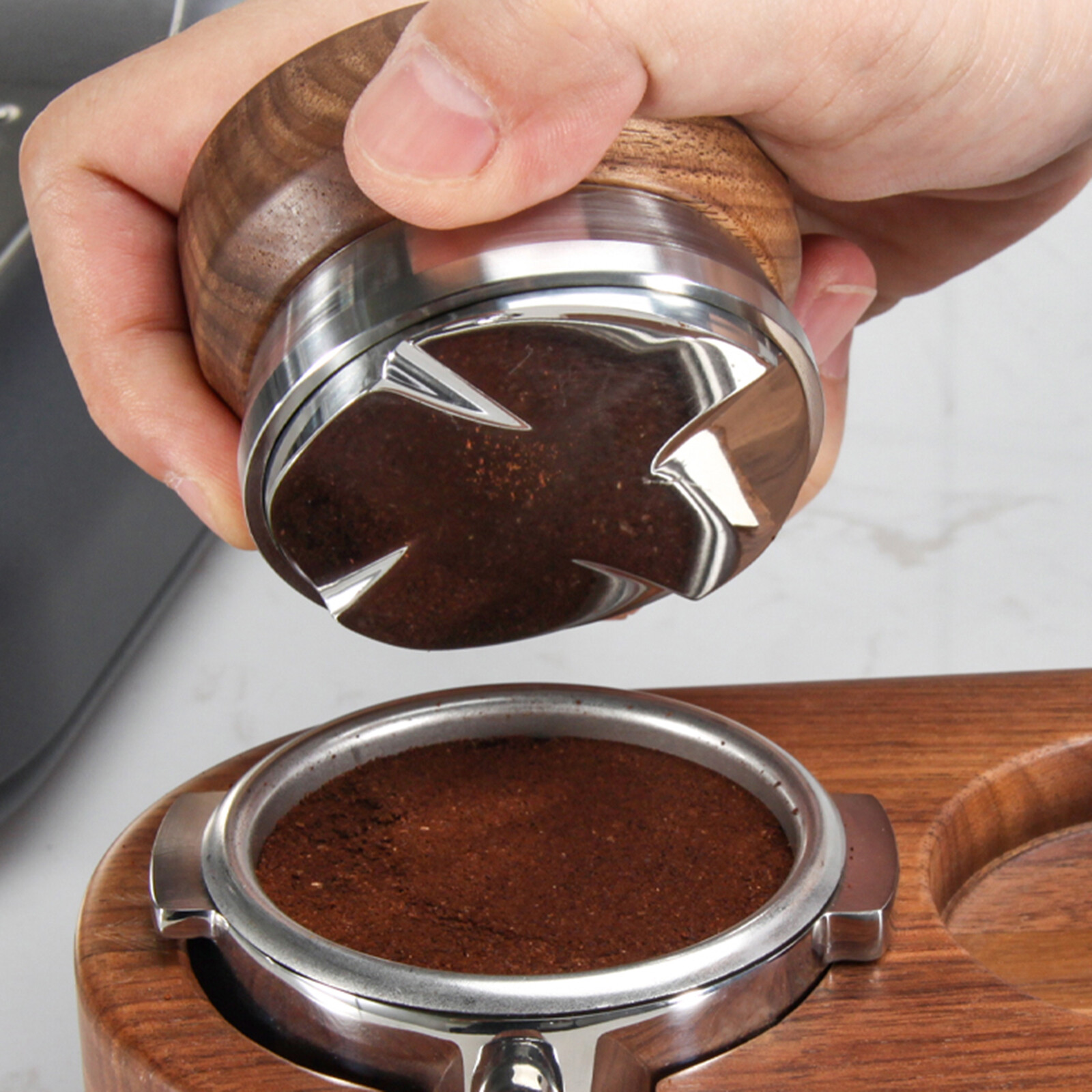 Blesiya Coffee Distributor Leveler Tool Adjustable Height Coffee Tamper