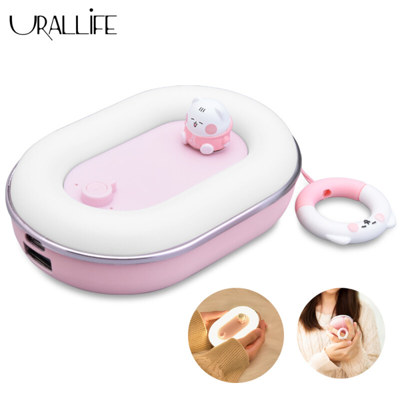 Urallife Hand Warmer kayak Design USB Hand Warmer Intelligent Constant Temperature Heater With Swimming Ring Lanyard Pocket Mini Cartoon Electric Heater Portable Night Light For Home Travel