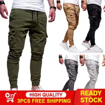 mens slim fit cargo work trousers