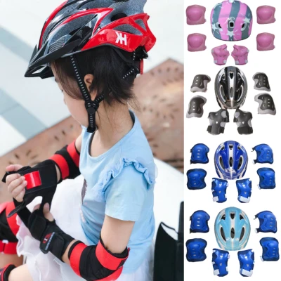 [Pickmine]3-15Y Kids Boy Girl Safety Helmet Knee Elbow Pad Sets For Cycling Skate Bike