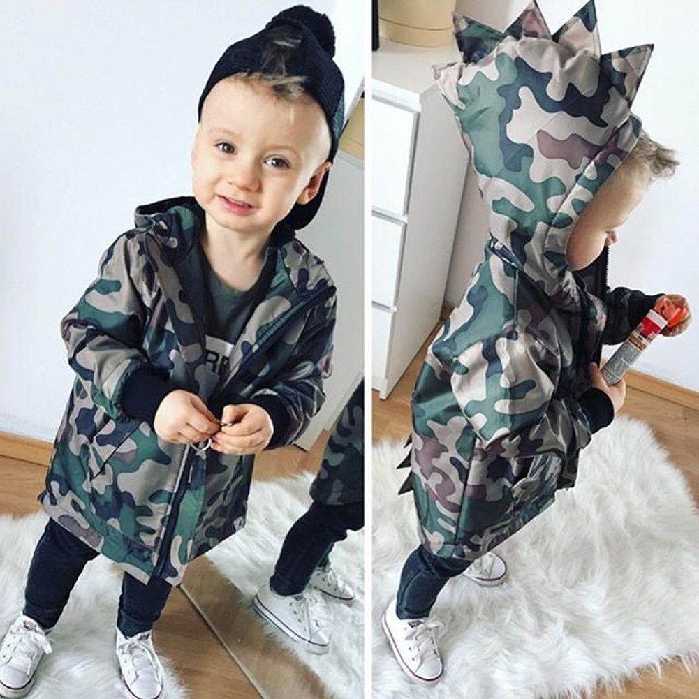 Kids Baby Toddler Boy Autumn Winter Hooded Clothes Camouflage Dinosaur Warm Coat By Lg566