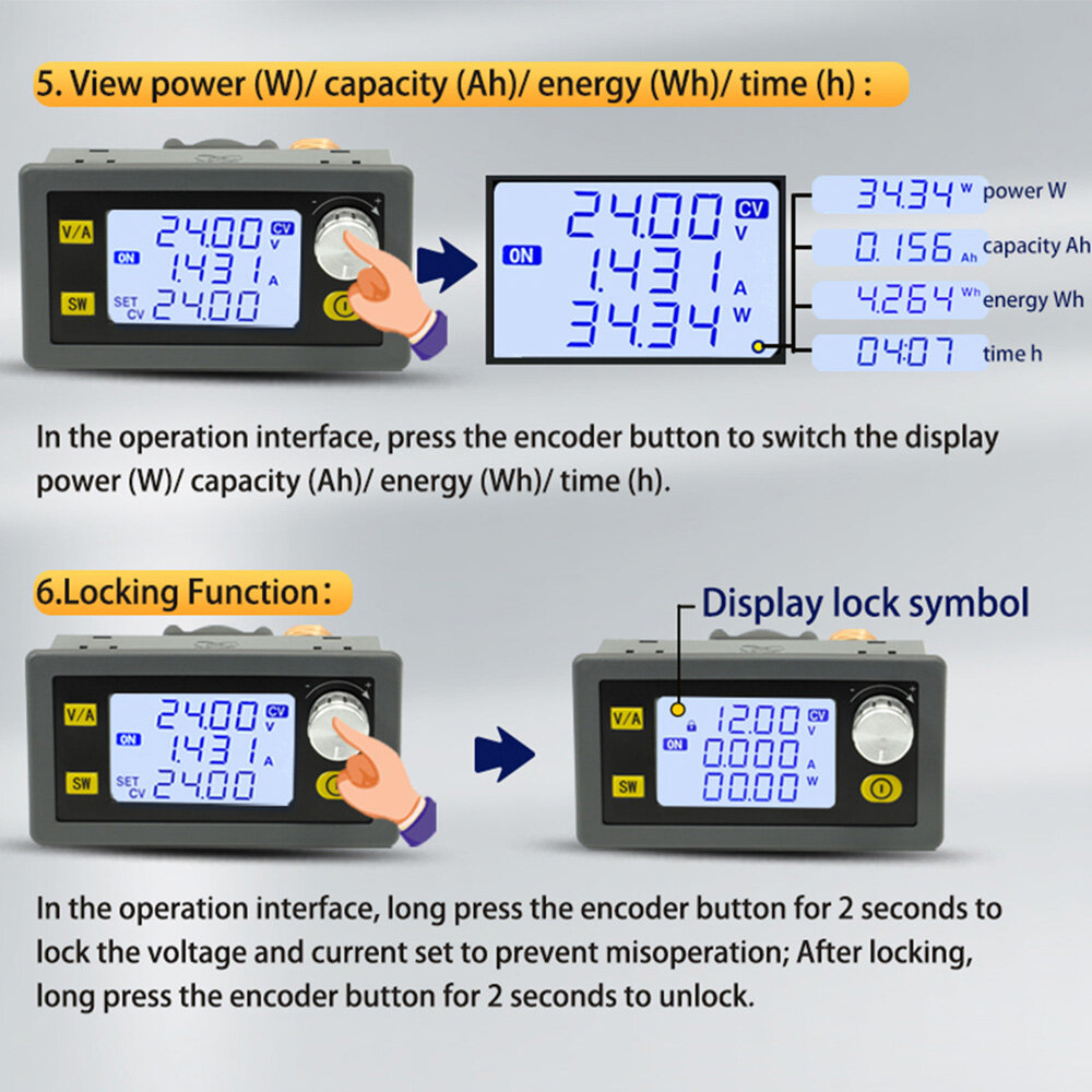 Bộ Điều Chỉnh XY5005E XY5008E DC DC Buck Bộ Chuyển Đổi Tăng Áp Điện Áp Biến Nguồn Điện Phòng Thí Nghiệm Điều Chỉnh Điện Áp Điều Chỉnh Được 6-55V Công Suất 250W/400W