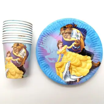 60pcs Beauty Beast Theme Paper Plates Cups Birthday Party