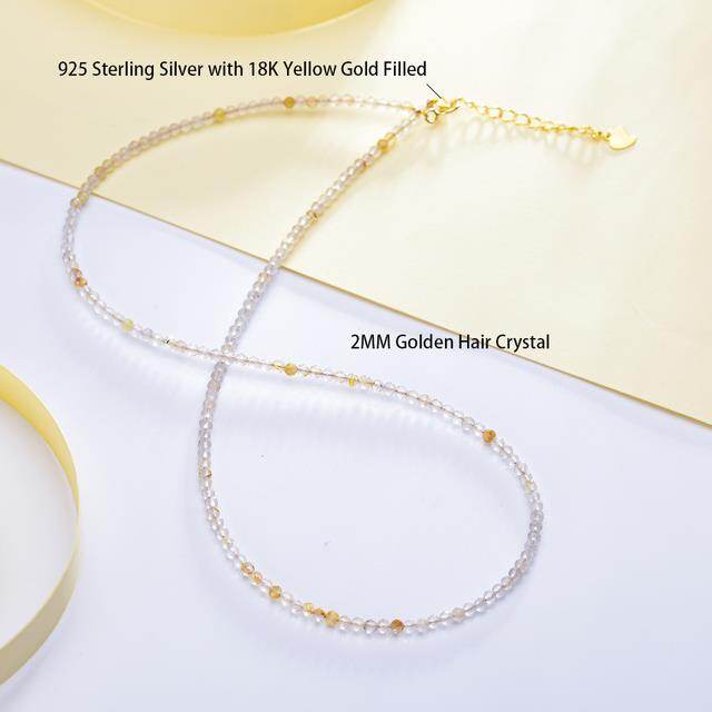 ✾❁ Natural Stone Spinel/Fluorite/Amazonite/Zircon Jewelry 2MM with 925 Sterling Silver Accessories Tourmaline Necklace for Women