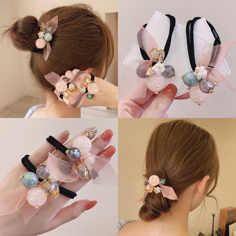 New Korean Hair Rope Fashion Cute Crystal Ball Elastic Rubber Band Girl Woman Hair Accessories