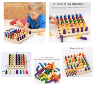 Montessori Learning Toys/ Cylinder Socket Blocks Board Game /Wooden Toys/ Early Educational