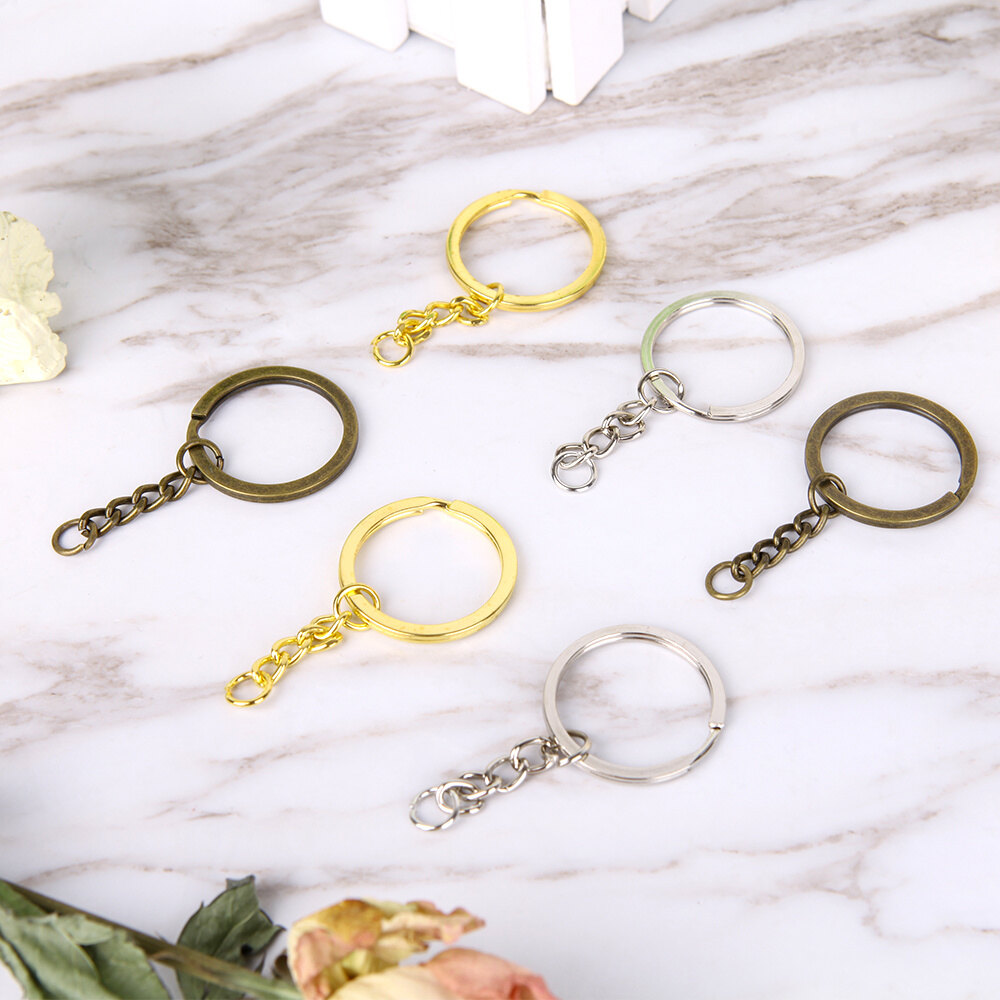 5 Chiếc Móc Chìa Khóa Với Vòng Chia Vòng Móc Khóa Cổ Mạ Đồng Bạc Vàng 30Mm Dài Chia Vòng Móc Khóa Để Tự Làm Mặt Dây Chuyền Quyến Rũ