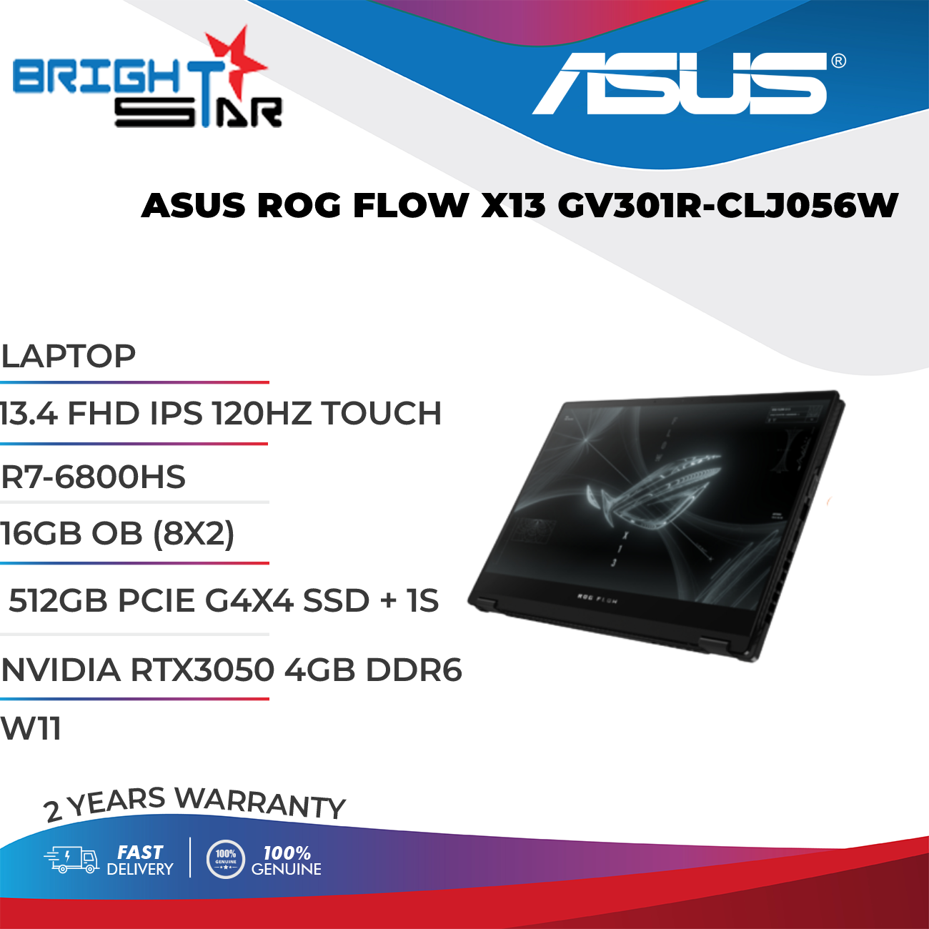 ASUS GAMING LAPTOP ROG FLOW X13 GV301R ( 90NR0A41M002N0 ) ( RYZEN 7
