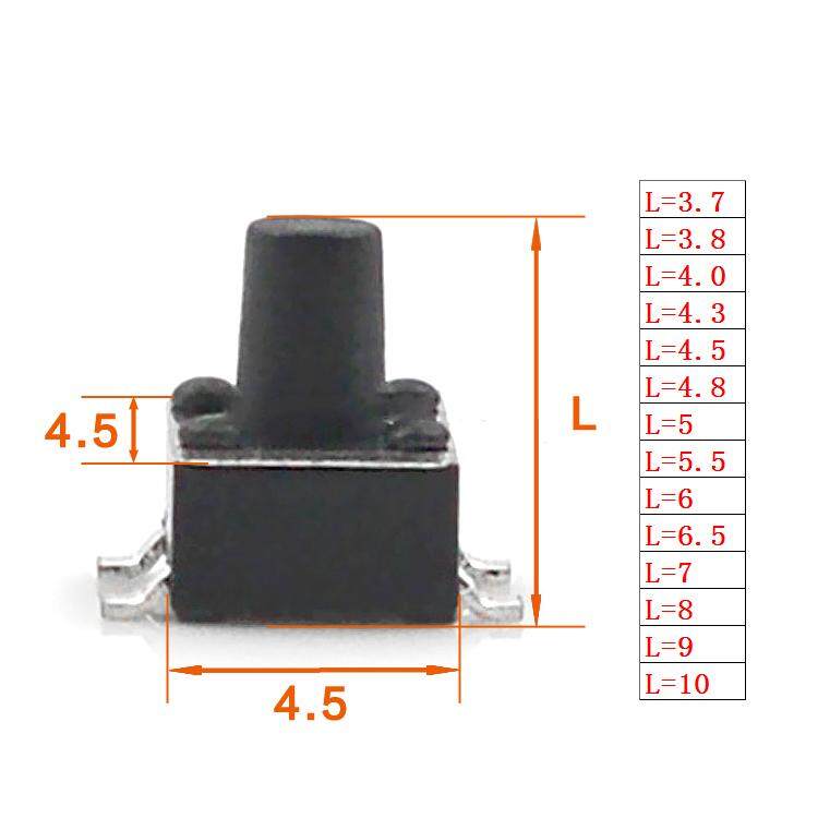 Bộ 100 4.5X4.5X3.8/4.3/5/6/7/8/8.5/ 9 Mm Lược Công Tắc Nút Ấn Công Tắc 12V Đồng 4PIN SMD Micro Switch Cho TV/Đồ Chơi/Nhà sử Dụng Nút