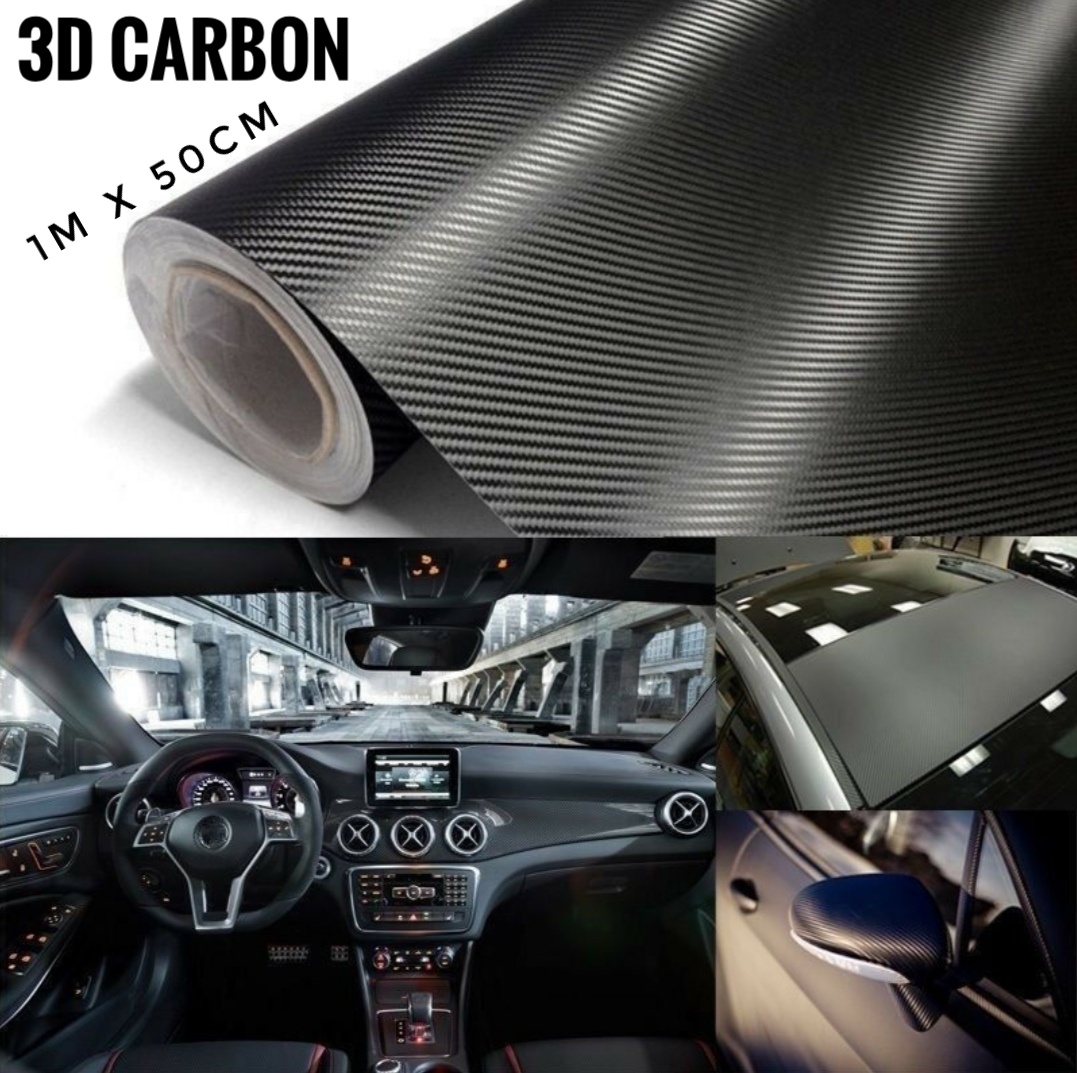 Black 3D Carbon Fiber Vinyl Wrap Roll – Air Bubble Free – Glossy Texture – KAKASinlee