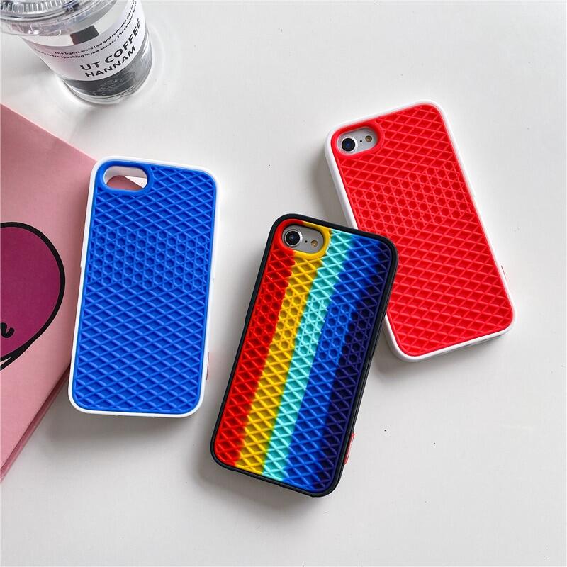 HOCE Rainbow Colorful Van Waffle Street Super Sports Phone Cases For iPhone 12 11 13 14 Pro Max X XS Max XR 6 6S 7 8 Plus SE 2020 Case Shockproof Back Cover