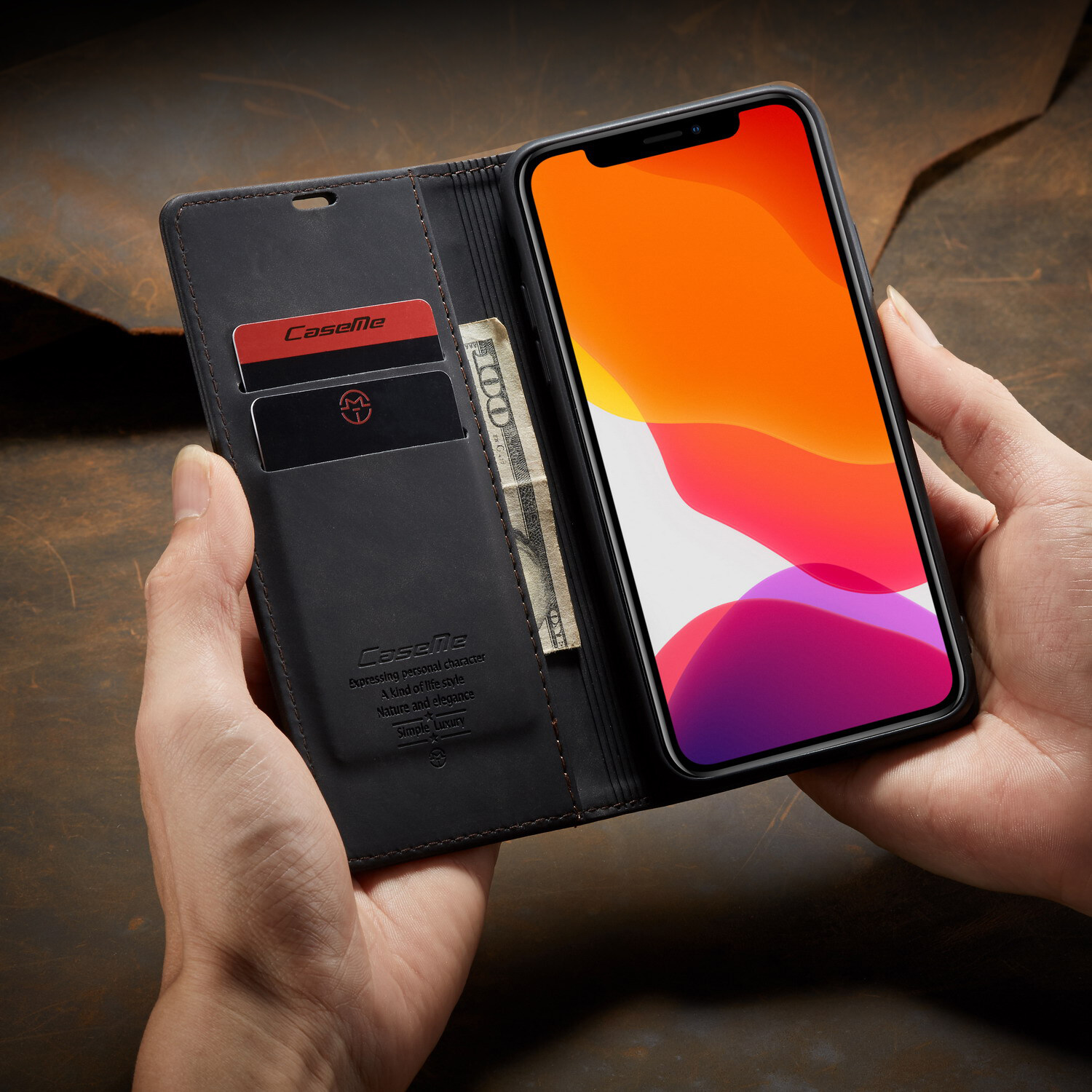 Ốp điện thoại cho Iphone 15 14 13 12 11 Pro Max 14 15 Plus 5 5S 6 6S 7 8 Plus x XR XS Max SE 2020 2022 Bao Ví bằng da với vỏ lật khe đựng thẻ