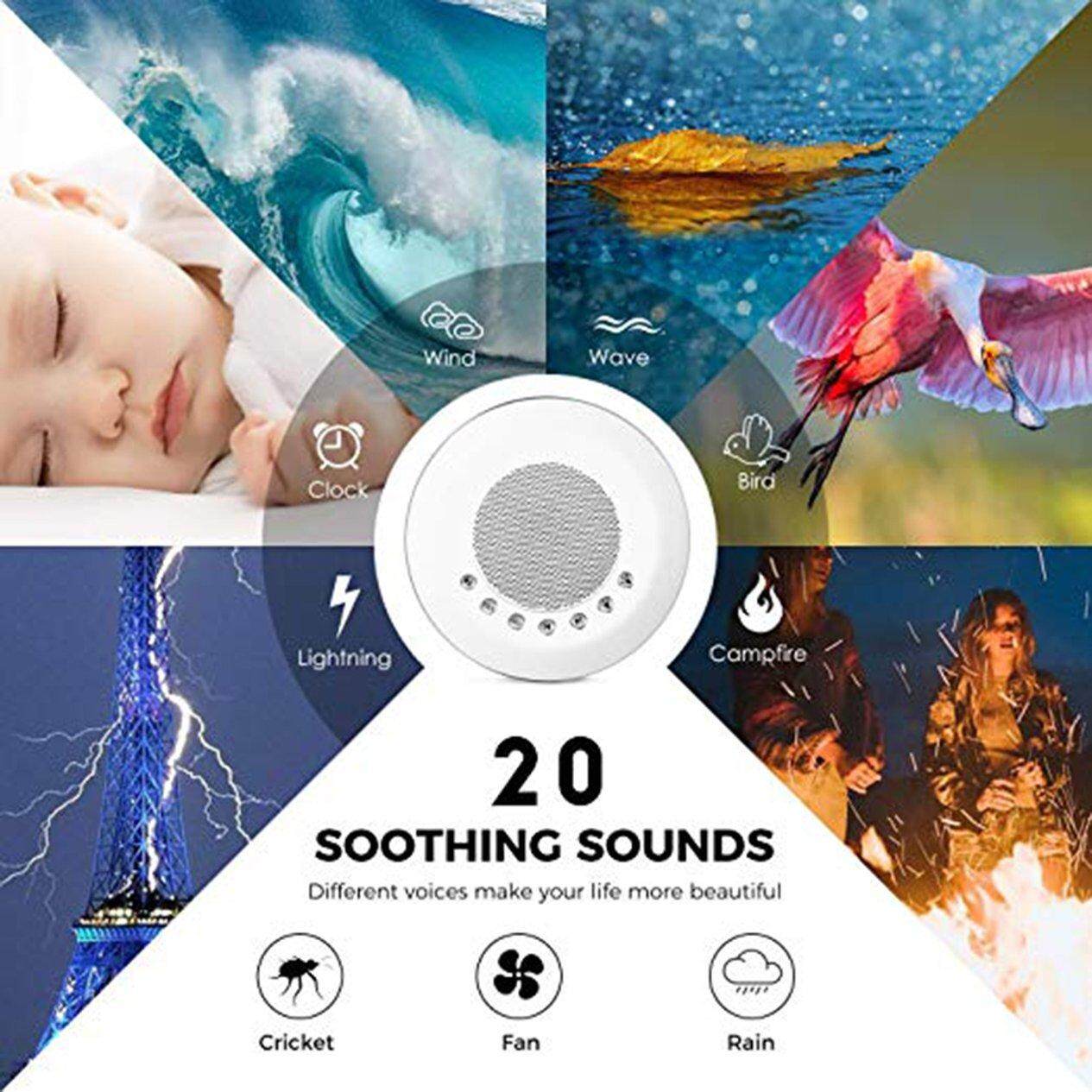 WOND White Noise Machine LED Night Light Colorful Ambient Light USB Nature Sounds