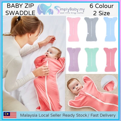 SIMPLYBABY Baby Swaddle Zipper Newborn Infant Cotton Sleeping Bag Stretchable 2 Way Zip 0-3 | 2-6 months Bedung Bayi