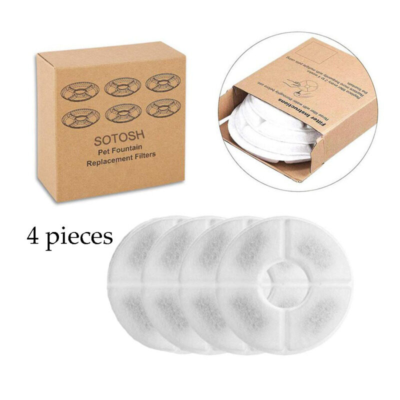 PETSOLA Đài Phun Nước Cho Thú Cưng Bình Rót Nước Tự Động Bộ Lọc Than Hoạt Tính 4 Miếng