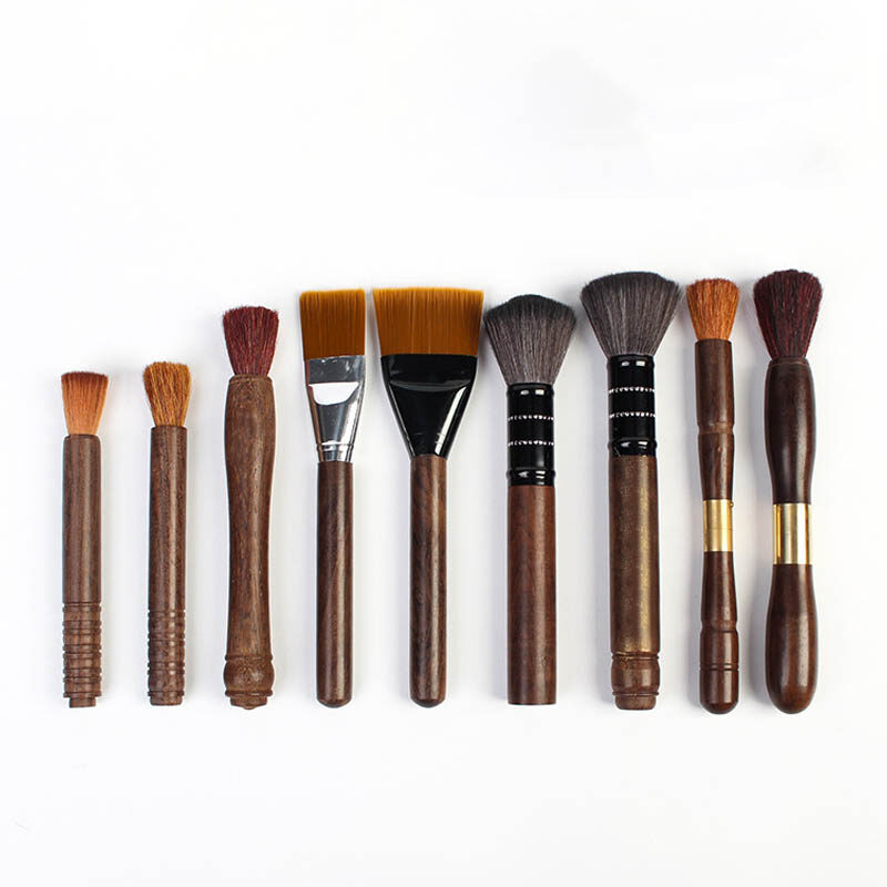 SHOOTHE Teapot Brushes Tea Sets Brush Soft Tea Tray Cleaning Tools Tea Ceremony Teapot Accessories Long Handle Tableware Cleaner Natural Wood 1Pcs