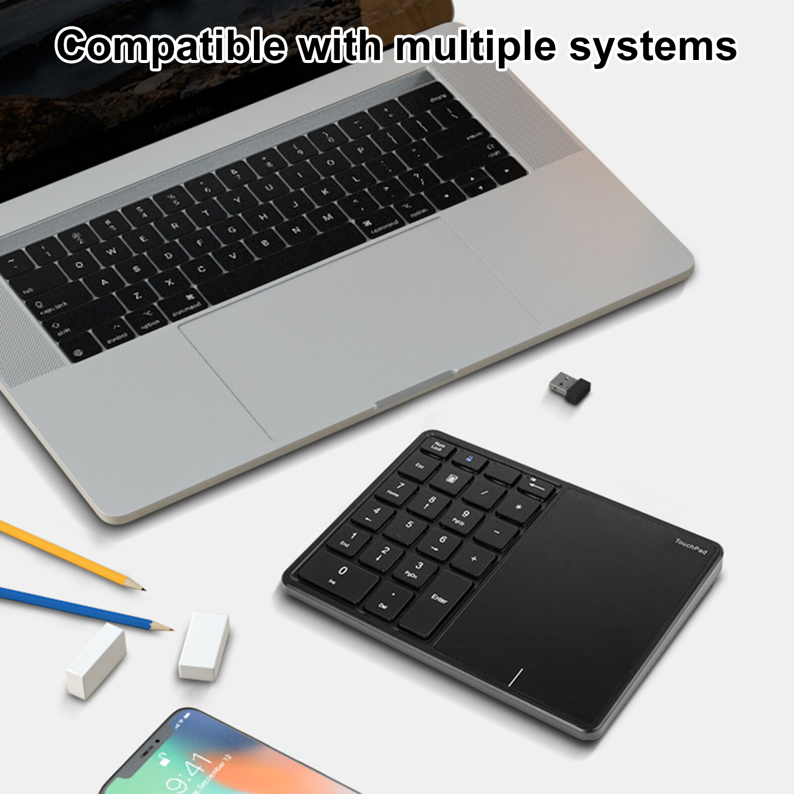 Numeric Keyboard 2.4GHz Wireless Bluetooth-compatible Dual Modes Touchpad Type-C Charging Keyboard Computer Accessories Mini Keyboard Dual