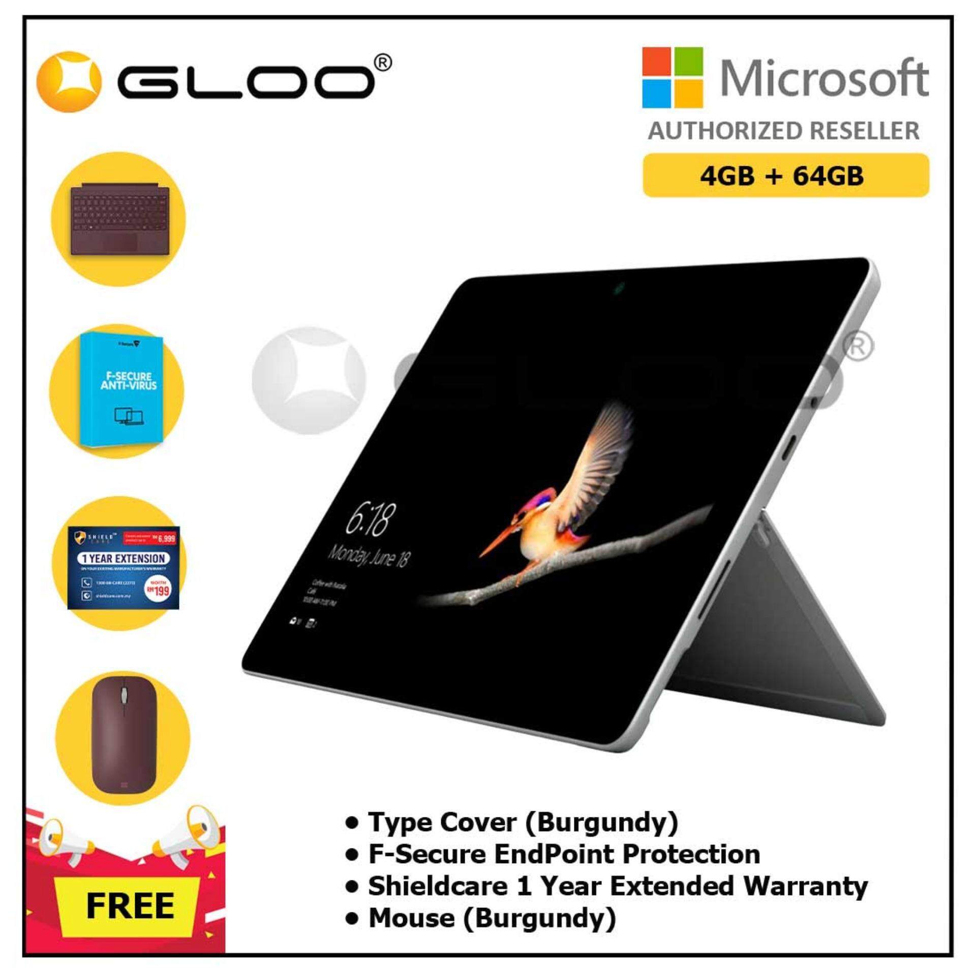Surface Go Y/4GB 64GB + Surface Go Type Cover Burgundy + Shieldcare 1 Year Extended Warranty + F-Secure EndPoint Protection + Mse Burgundy Malaysia