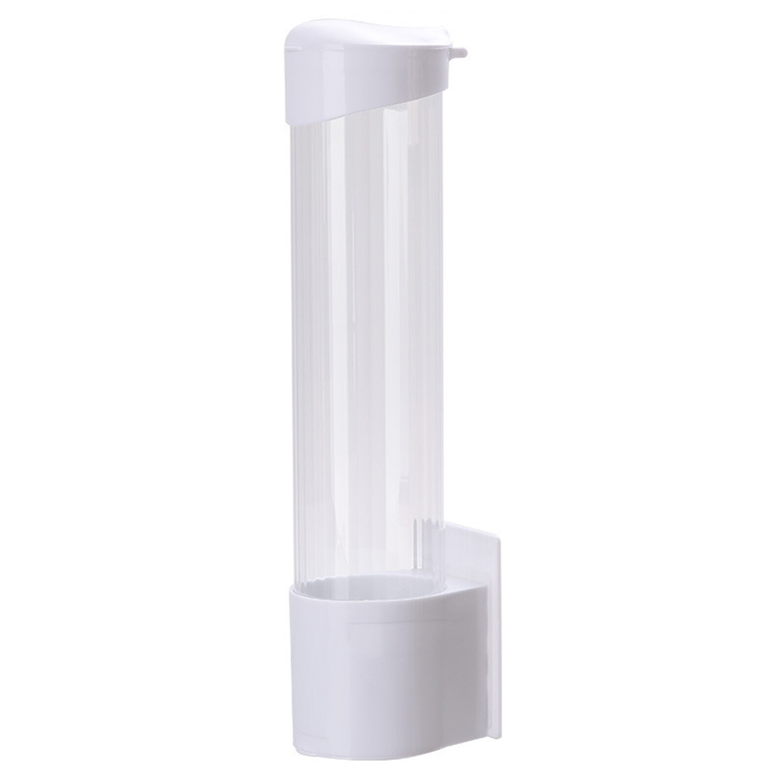 Paper Cup Dispenser Wall Mount Punch-free Pull Type Clear Visible Dustproof Lid Disposable Plastic Water Cup Storage Holder Home Supplies
