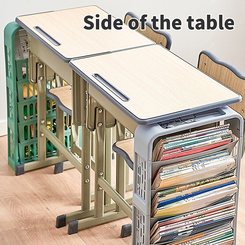5 Layers Desk Side Bookshelf Classroom Desk Book Storage Rack Shelf