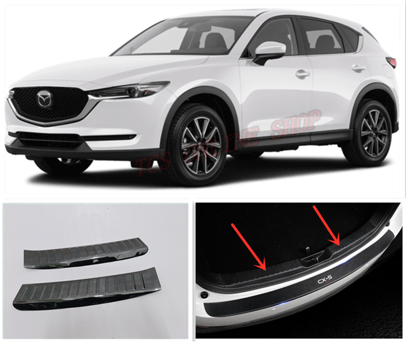 thumbnail image 2 of Red Carbon Fiber Look Rear Bumper Guard Protector For Mazda CX-5 – Easy DIY, No Drilling, Self-Adhesive Trunk Protector 2 of 5