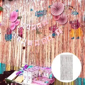 Rain Curtain Rose Gold Metallic Foil Curtain Fringe Tinsel