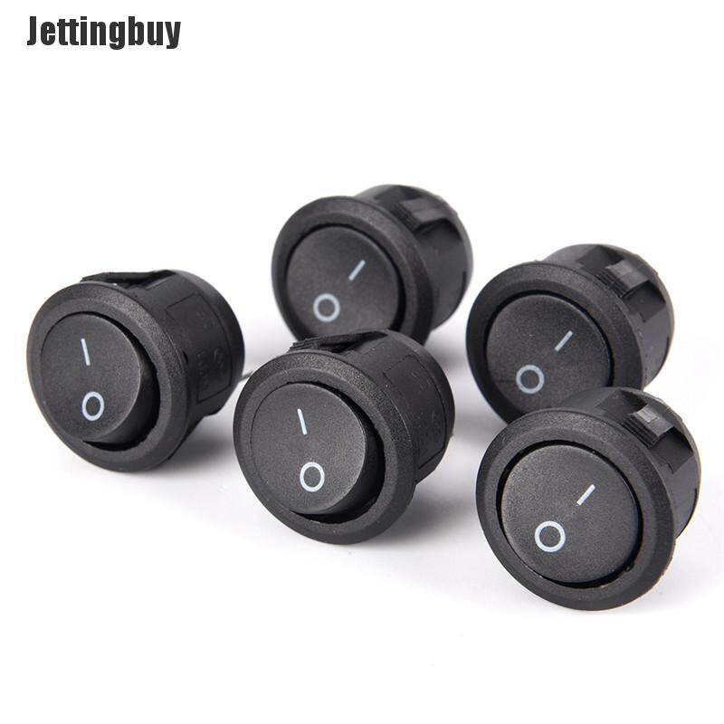 Jettingbuy [The Encounters] Công Tắc Bật Tắt Rocker Ô Tô Hình Tròn SPST Bật Tắt 2 Chân + Vỏ Chống Nước