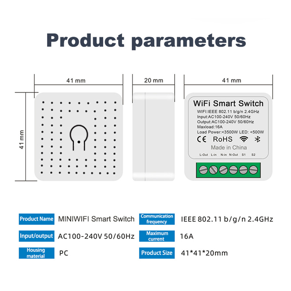 EL style EWeLink Wifi 16A MINI Smart Switch Supporte 2-way control Timer Wireless Switch mart Home Automation Compatible with Alexa Goo-gle Home