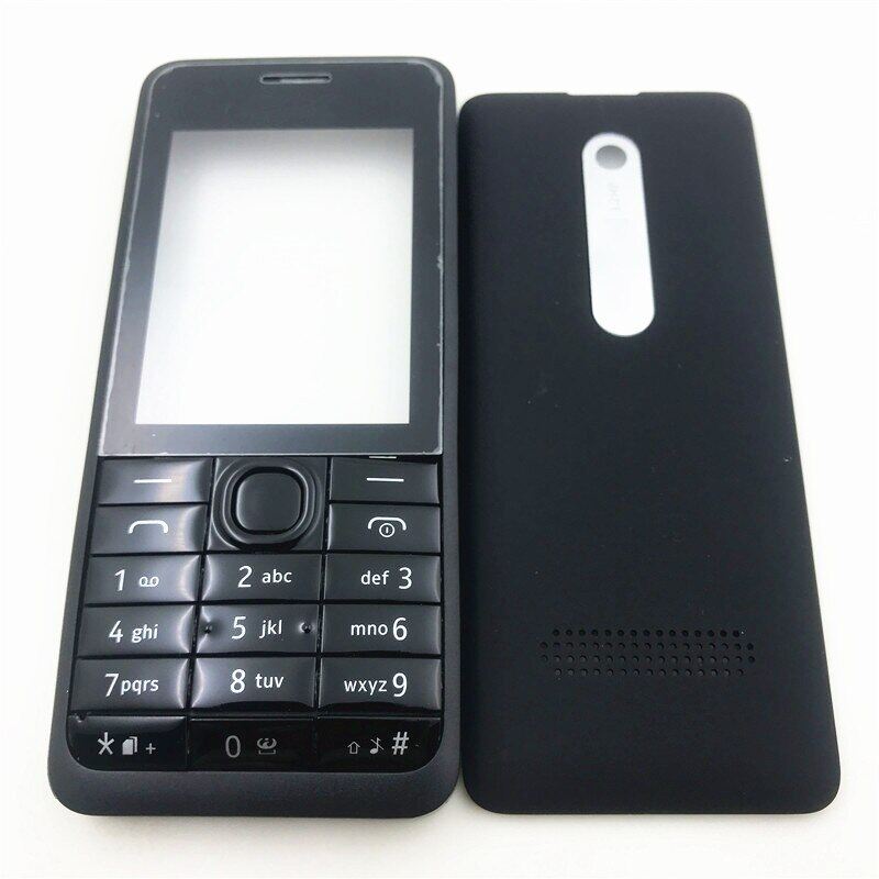 Housing Case For Nokia 301 Dual SIM Card Mobile Phone Cover Case With English Keypad Replacement Parts