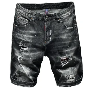 black ripped shorts mens