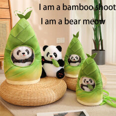 Boyroom 35cm Panda Gấu nhồi bông búp bê vải nhung với tre Ba lô mềm món quà sinh nhật cho trẻ em gái chàng trai