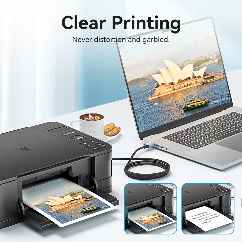 Vention Dây Cáp USB 2.0 Máy In 3M - Cáp USB A Đầu Nối USB B, Tương Thích Rộng Rãi Cho Máy In, Máy Tính - Hàng Chính Hãng