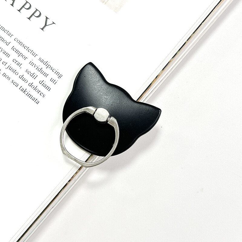 Jizetin Small Black Cat Ring Bracket Stick-on Type Ring Buckle Mobile Phone Case Ring Bracket