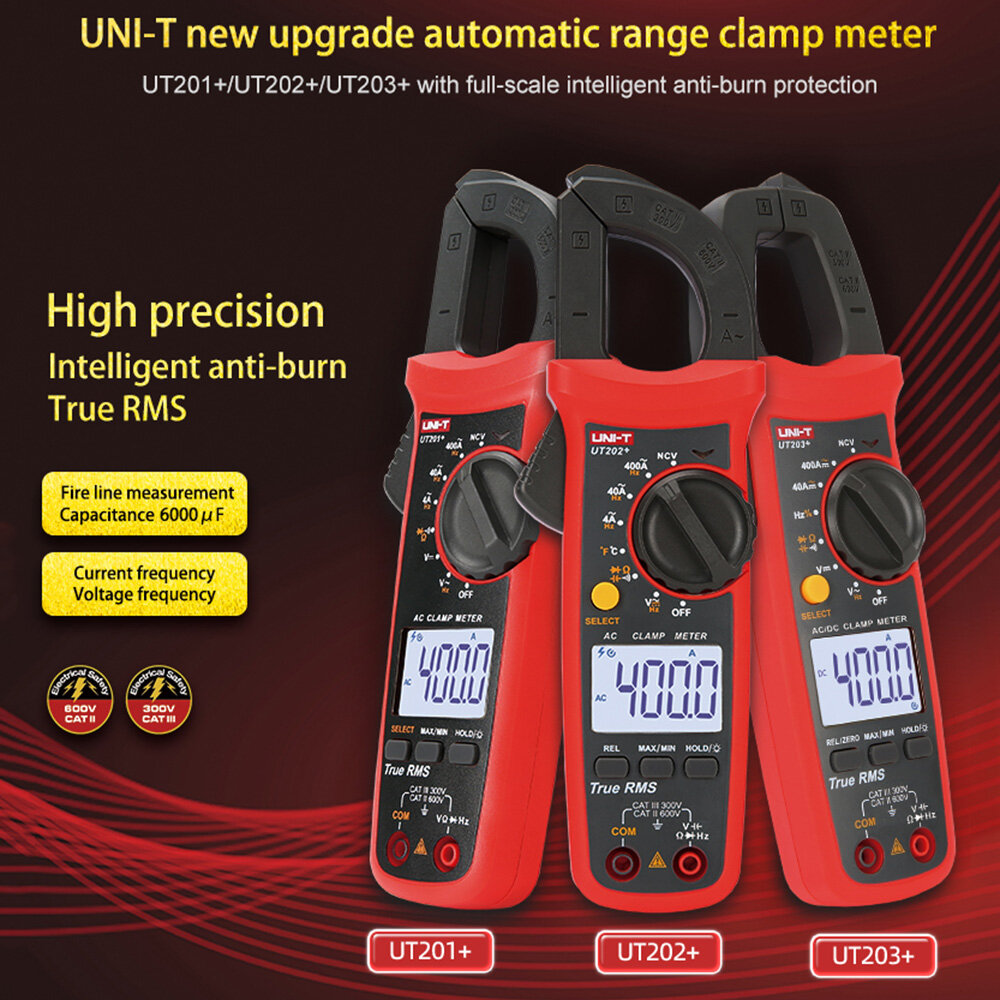 diymore Digital clamp meter; Automatic Range True RMS High Precision Multimeter UNI-T UT201+/UT202+/UT203+/UT204+/UT202+400-600A