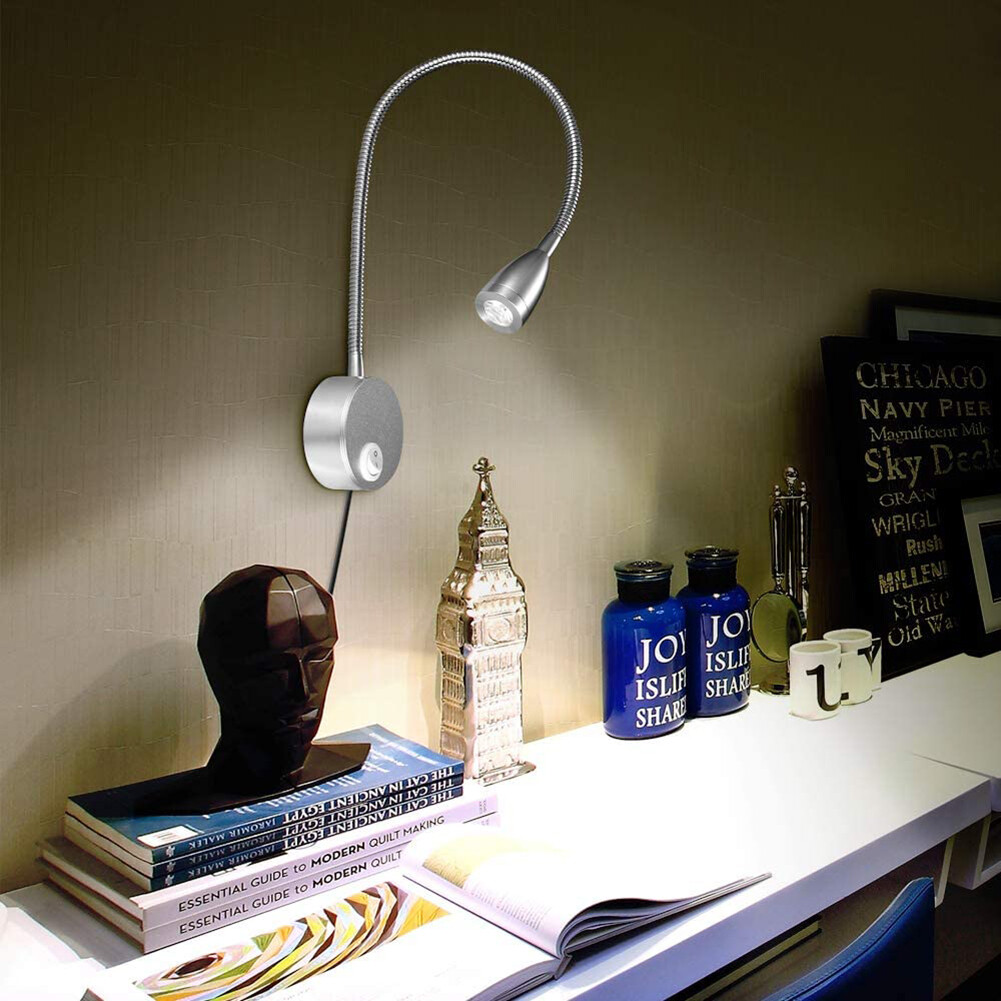 LED Flexible Gooseneck Spotlight 360 Degree Rotation Bedside Switch Lamp
