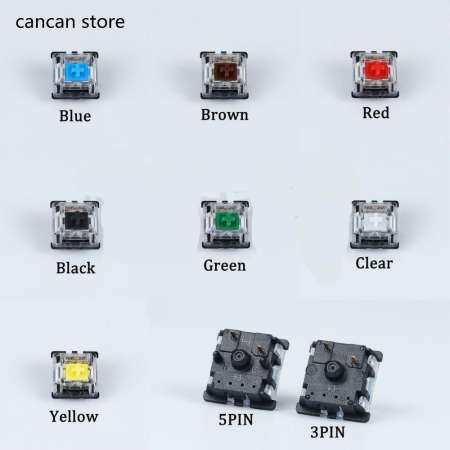10 pcs Gateron สวิตช์ MX 3 PIN และ 5 PIN โปร่งใสกรณี MX สีเขียวสีน้ำตาลสวิทช์สีฟ้าคีย์บอร์ดแบบกลไก Cherry MX ใช้งานร่วมกับ