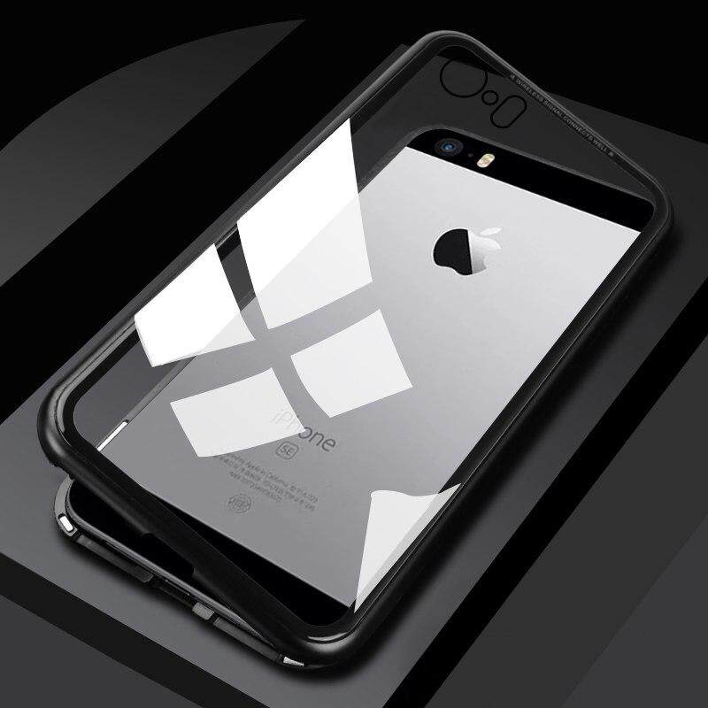 Adsorpsi Magnetik Bumper Logam Case untuk Apple iPhone 5/Iphone 5S/Iphone Se Case S Slim Kaca Antigores Cover 2 In 1 Bingkai Alumunium Penyedot Magnet Shell Kualitas Terbaik