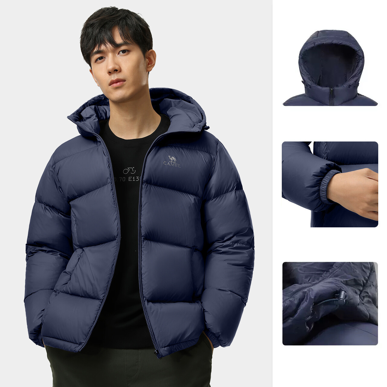 Cameljeans Outdoor Down Jacket Men's Winter New Hooded Thickened White Duck Down Bread Jacket Male