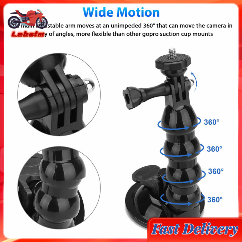 Lebalm【Ready Stock】Car Suction Cup Mount Phone Holder Adjustable Angles Video Navigation Bracket Compatible For Gopro Action Camera