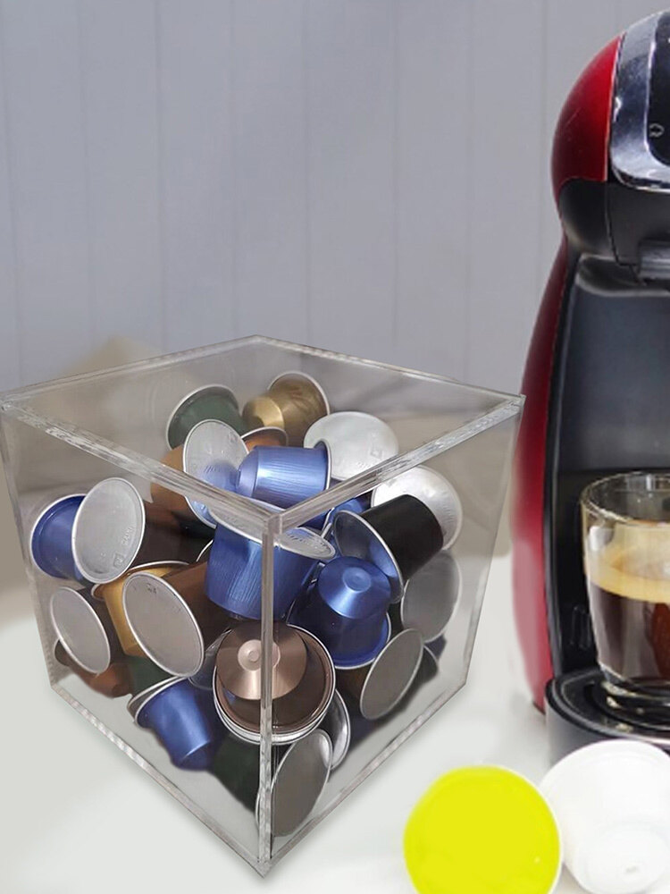 Coffee Capsule Holder Tea Bag Sorting Bag Transparent Acrylic Coffee Capsule Storage Box Suitable For Nespresso Capsules