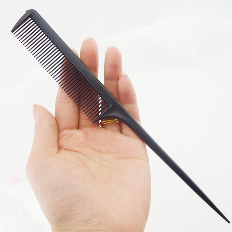 BEAUTYBIGBANG 2pcs Pure Color Comb Hair Salon Styling Brush Rat Tail Plastic Dilution Comb and Long Black Handle