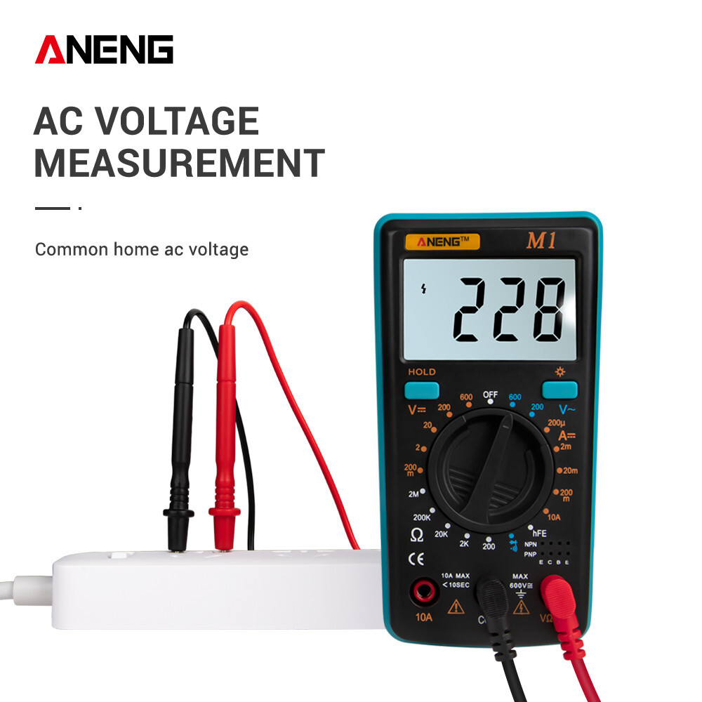 ANENG M1 Handheld Digital Multimeter LCD Backlight High Precision AC/DC Voltage Current Resistance Transistor Continuity Tester Overload Protection