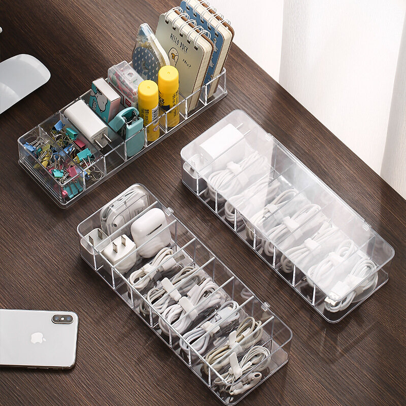 Dust-proof storage cable management box hub finishing box desktop data cable storage box mobile phone charging cable power cord buckle