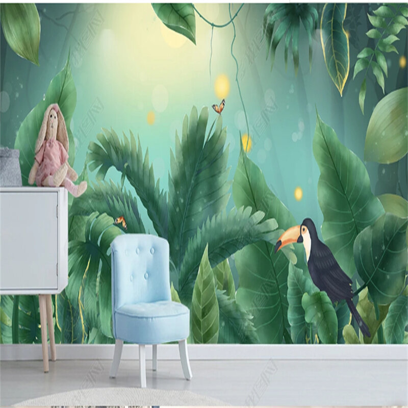Custom Medieval Hand-painted Tropical Rain Forest Flower and Bird Background  Wall Mural Home Decor 3d Photo Wallpaper | Lazada PH